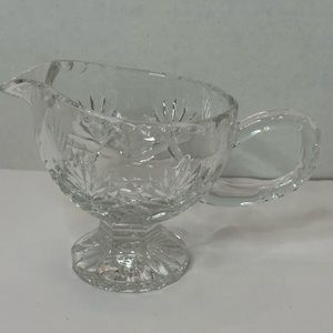 Vintage Gravy Sauce Pitcher Pedestal Footed Pressed Glass Gravy Boat